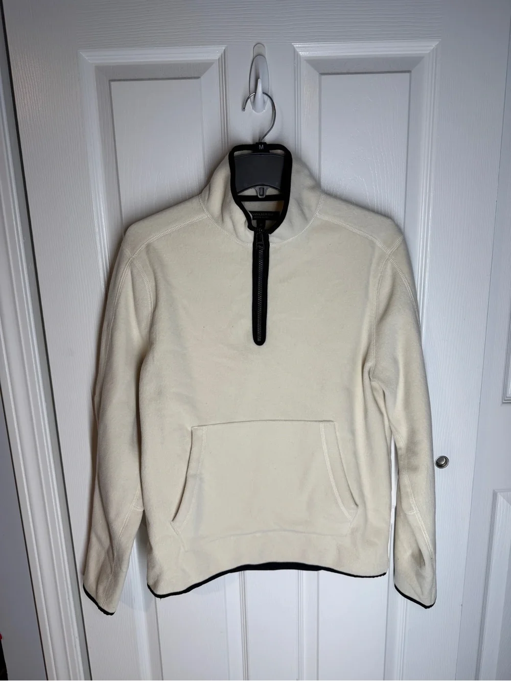 Banana Republic Cream Half-Zip Pullover Sweater with Black Trim